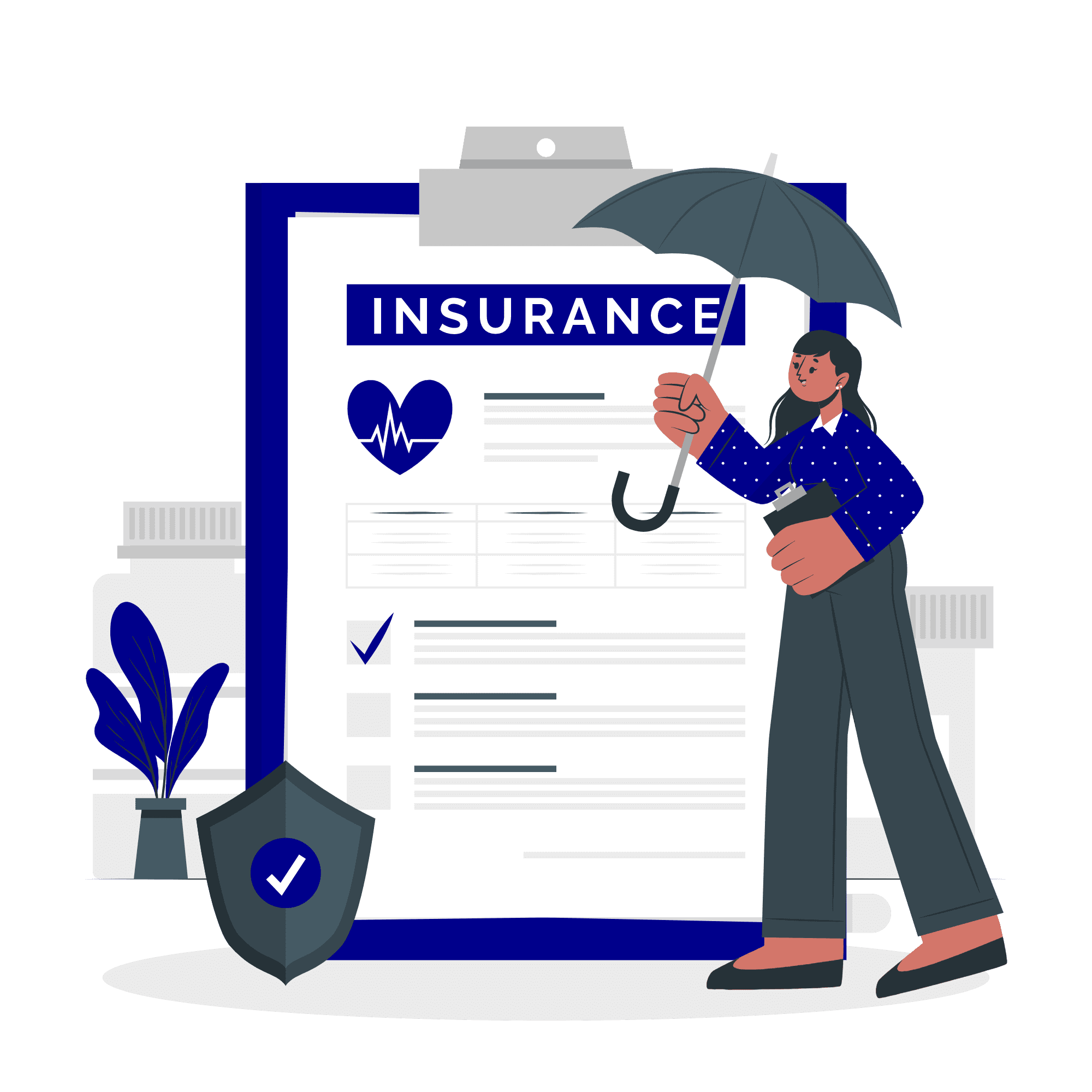 Insurance (2) Insurance notepad and girl with umbrella